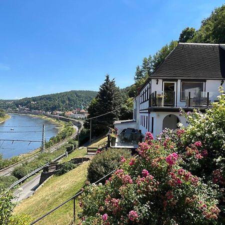 קוניגשטיין אן דר אלבה Saechsische-Schweiz-Ferienhaus-Wohnung-1-Mit-Elbblick-Sauna-Und-Kamin מראה חיצוני תמונה