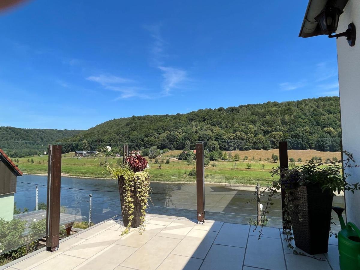 קוניגשטיין אן דר אלבה Saechsische-Schweiz-Ferienhaus-Wohnung-1-Mit-Elbblick-Sauna-Und-Kamin מראה חיצוני תמונה